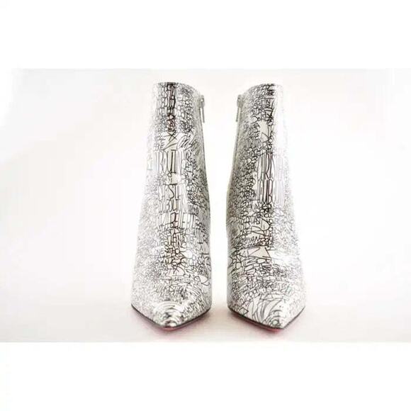 Christian Louboutin So Kate Booty 100 Black White Caligraf Heel Ankle Boot 35.5 - Picture 7 of 12